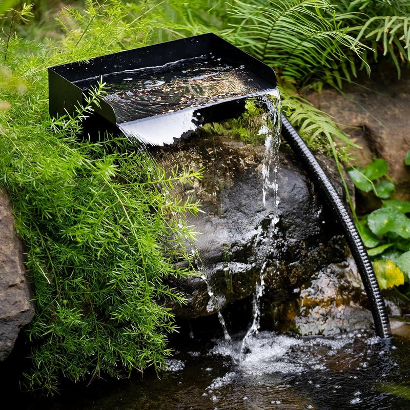Biling 8" Pond Waterfall for Outdoor Ponds, Waterfall Spillway Pond Kit with 40W 660GPH Pump, Stainless Steel Waterfall Box and 9.8FT Corrugated Tubing for Water Garden, Ponds and Water Features - Image 3
